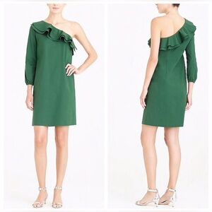 NWT J. Crew Mercantile One-Shoulder Cotton Poplin Dress in Green